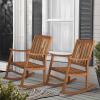 JONATHAN Y RCK102A-SET2 Wendy Classic Slat-Back 300-Lbs Support Acacia Wood Patio Outdoor Rocking Chair for Garden, Lawn, Backyard, Pool, Deck, Beach, Firepit, Teak, Set of 2