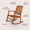 JONATHAN Y RCK102B Penny Classic Slat-Back 300-Lbs Support Acacia Wood Patio Outdoor Rocking Chair for Garden, Lawn, Backyard, Pool, Deck, Beach, Firepit, Gray(Teak)