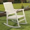 JONATHAN Y RCK102B Penny Classic Slat-Back 300-Lbs Support Acacia Wood Patio Outdoor Rocking Chair for Garden, Lawn, Backyard, Pool, Deck, Beach, Firepit, Gray(White)
