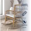 JONATHAN Y RCK200A Swayze Bohemian Farmhouse Woven Rattan/Wood Rocking Chair White Cushion with Brown Frame for Home, Living Room, Bedroom. Guestroom, Foyer, Library(Gray/White)
