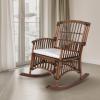 JONATHAN Y RCK200A Swayze Bohemian Farmhouse Woven Rattan/Wood Rocking Chair White Cushion with Brown Frame for Home, Living Room, Bedroom. Guestroom, Foyer, Library(Brown)
