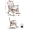 JONATHAN Y RCK200A Swayze Bohemian Farmhouse Woven Rattan/Wood Rocking Chair White Cushion with Brown Frame for Home, Living Room, Bedroom. Guestroom, Foyer, Library(Gray/White)
