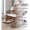 JONATHAN Y RCK200A Swayze Bohemian Farmhouse Woven Rattan/Wood Rocking Chair White Cushion with Brown Frame for Home, Living Room, Bedroom. Guestroom, Foyer, Library(Brown)