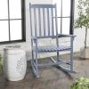 JONATHAN Y RCK300D Seagrove Farmhouse Classic Slat-Back 350-LBS Support Acacia Wood Outdoor Rocking Chair Traditional, Coastal, Cottage, Vintage, Shabby Chic, Almond(Cashmere Blue)