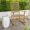 JONATHAN Y RCK300D Seagrove Farmhouse Classic Slat-Back 350-LBS Support Acacia Wood Outdoor Rocking Chair Traditional, Coastal, Cottage, Vintage, Shabby Chic, Almond(Teak Brown)