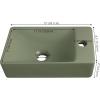 JONATHAN Y SNK1004C-R Felix 15 in. W x 8 in. D Modern Wall Mounted Rectangular Ceramic Mini Sink Basin, Right-Side Faucet, White Marble Effect(Matte Olive)