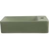 JONATHAN Y SNK1004C-R Felix 15 in. W x 8 in. D Modern Wall Mounted Rectangular Ceramic Mini Sink Basin, Right-Side Faucet, White Marble Effect(Matte Olive)