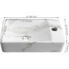 JONATHAN Y SNK1004C-R Felix 15 in. W x 8 in. D Modern Wall Mounted Rectangular Ceramic Mini Sink Basin, Right-Side Faucet, White Marble Effect(White Marble Effect)