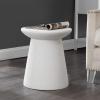 JONATHAN Y TBL1108A Hollie 18″ Minimalist Modern Drum Indoor/Outdoor Accent Table Pedestal, Contemporary, Mid-Century, Art Deco, Bohemian, Patio, Garden Room, Bathroom, Living Room, White Frosted(White Frosted)