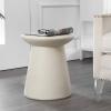 JONATHAN Y TBL1108A Hollie 18″ Minimalist Modern Drum Indoor/Outdoor Accent Table Pedestal, Contemporary, Mid-Century, Art Deco, Bohemian, Patio, Garden Room, Bathroom, Living Room, White Frosted(Cream Terrazzo Finish)