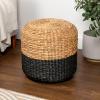 JONATHAN Y TBL2501A Aimee 15.7″ Modern Minimalist Alternating Hand-Woven Hyacinth Stool for Living Room, Bedroom, Entryway, Foyer, Natural/Black(Black/Natural – Two Tone)