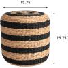 JONATHAN Y TBL2501A Aimee 15.7″ Modern Minimalist Alternating Hand-Woven Hyacinth Stool for Living Room, Bedroom, Entryway, Foyer, Natural/Black(Black/Natural)