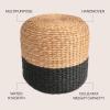 JONATHAN Y TBL2501A Aimee 15.7″ Modern Minimalist Alternating Hand-Woven Hyacinth Stool for Living Room, Bedroom, Entryway, Foyer, Natural/Black(Black/Natural – Two Tone)