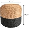 JONATHAN Y TBL2501A Aimee 15.7″ Modern Minimalist Alternating Hand-Woven Hyacinth Stool for Living Room, Bedroom, Entryway, Foyer, Natural/Black(Black/Natural – Two Tone)