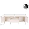 JONATHAN Y TVS1001A Damien 70 in. Farmhouse Curved TV Stand with Drawer and Storage Doors Fits TVs up to 75 in. with Cable Management, Oak for Living Room, Bedroom, Dining Room(Off-white)