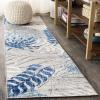 JONATHAN Y Tropics Palm Leaves Indoor Outdoor Area Rug 4X6 Gray/Blue, Boho for Backyard, Patio, Porch, Easy-Cleaning, High Traffic, Pet-Friendly, Non-Shedding (AMC100A-4)(Gray/Blue)