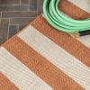 JONATHAN Y Two-Tone Wide Stripe Indoor Outdoor Area Rug 8X10 Aqua/Cream, Negril for Backyard, Patio, Porch, Easy-Cleaning, High Traffic, Pet-Friendly, Non-Shedding (SMB203E-8)(Orange/Beige)