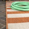 JONATHAN Y Two-Tone Wide Stripe Indoor Outdoor Area Rug 8X10 Aqua/Cream, Negril for Backyard, Patio, Porch, Easy-Cleaning, High Traffic, Pet-Friendly, Non-Shedding (SMB203E-8)(Orange/Beige)