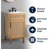 JONATHAN Y VAN1010B Javer 30 in. W x 18 in. D x 33 in. H Rattan Modern Farmhouse 2-Shelf Bath Vanity Cabinet Only (Sink Basin not Included), Walnut(Oak)