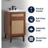 JONATHAN Y VAN1010B Javer 30 in. W x 18 in. D x 33 in. H Rattan Modern Farmhouse 2-Shelf Bath Vanity Cabinet Only (Sink Basin not Included), Walnut(Walnut)