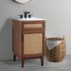JONATHAN Y VAN1010B Javer 30 in. W x 18 in. D x 33 in. H Rattan Modern Farmhouse 2-Shelf Bath Vanity Cabinet Only (Sink Basin not Included), Walnut(Walnut)