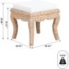 JONATHAN Y VSL1000A Rowan 19.7″ Bohemian Designer Woven Rattan/Wood Vanity Stool, White Cushion with Natural Frame, for Living Room, Bedroom, Entryway, Foyer(Natural)