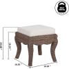 JONATHAN Y VSL1000A Rowan 19.7″ Bohemian Designer Woven Rattan/Wood Vanity Stool, White Cushion with Natural Frame, for Living Room, Bedroom, Entryway, Foyer(Black Wash)