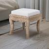 JONATHAN Y VSL1000A Rowan 19.7″ Bohemian Designer Woven Rattan/Wood Vanity Stool, White Cushion with Natural Frame, for Living Room, Bedroom, Entryway, Foyer(Natural)