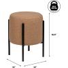 JONATHAN Y VSL2000C Silvia 18.5″ Modern Minimalist Round Backless Metal/Bouclé Cushioned Vanity Stool for Home, Vanity, Makeup, Living Room, Bedroom, Brown/Black(Brown)