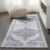 JONATHAN Y Alhambra Ornate Medallion Modern Brown/Cream Indoor Area Rug, 8×10, Vintage, Bohemian, Easy-Cleaning for Living Room, Bedroom, Kitchen, Pet Friendly, Non-Shedding (MDP400B-8)(Light Blue / Ivory)
