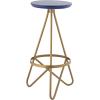JONATHAN Y BSL1000D Spiroa 30″ Modern Industrial Metal Backless Circular Bar Stool for Home, Kitchen, Dining Room, Workspaces, Cafes and Resturants, White Seat with Gold Frame(Blue)