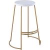 JONATHAN Y BSL1001A Hula 28.75″ Modern Designer Iron Curved Backless Bar Stool for Home, Kitchen, Dining Room, Workspaces, Cafes and Resturants, Black Seat with Gold Frame(White)