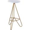 JONATHAN Y BSL1002B Trinity 30″ Modern Industiral Iron Tripod Backless Bar Stool for Home, Kitchen, Dining Room, Workspaces, Cafes and Resturants, White Seat with Gold Frame(White)
