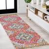 JONATHAN Y Boho Vintage Blue/Multi Indoor Area Rug, 8×10, Bohemian Flair Medallion, Floral Easy-Cleaning High Traffic for Living Room, Bedroom, Kitchen, Pet-Friendly, Non-Shedding (BMF106A-8)(Fuchsia/White)