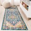 JONATHAN Y Brooklyn Geometric Medallion Orange/Blue Indoor Area Rug, 8×10, Vintage, Bohemian, Easy-Cleaning for Living Room, Bedroom, Kitchen, Pet Friendly, Non-Shedding (MDP207D-8)(Navy)