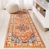 JONATHAN Y Brooklyn Geometric Medallion Orange/Blue Indoor Area Rug, 8×10, Vintage, Bohemian, Easy-Cleaning for Living Room, Bedroom, Kitchen, Pet Friendly, Non-Shedding (MDP207D-8)(Orange)