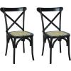 JONATHAN Y DNG1001D-SET2 Cassis Classic Traditional X-Back Wood Rattan Dining Chair French Country, Cottage, Vintage, Farmhouse, Shabby Chic, Black/Natural (Set of 2)(Black/Natural)