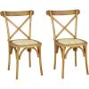 JONATHAN Y DNG1001D-SET2 Cassis Classic Traditional X-Back Wood Rattan Dining Chair French Country, Cottage, Vintage, Farmhouse, Shabby Chic, Black/Natural (Set of 2)(Natural)