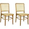 JONATHAN Y DNG1002A-SET2 Colmar Mid-Century Vintage Wood Rattan Dining Chair Mid-Century, Traditional, Modern, Scandinavian, Bohemian, Classic, Natural (Set of 2)(Natural)