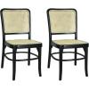 JONATHAN Y DNG1002A-SET2 Colmar Mid-Century Vintage Wood Rattan Dining Chair Mid-Century, Traditional, Modern, Scandinavian, Bohemian, Classic, Natural (Set of 2)(Black/Natural)
