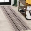 JONATHAN Y Double Stripe Indoor Outdoor Area Rug 8X10 Orange/Cream, Haynes Modern for Backyard, Patio, Porch, Easy-Cleaning, High Traffic, Pet-Friendly, Non-Shedding (SMB202C-8)(Black/Beige)