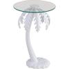 JONATHAN Y END1000A Vince 24.75″ Mid-Century Vintage Glass Top Metal Palm Tree End Table, White Drink Table for Living Room, Bedroom, Office, Bathroom