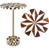 JONATHAN Y END1004A Calix 23.5″ Contemporary Minimalist Metal/Resin Round End Table, Light Brown/White Drink Table for Living Room, Bedroom, Office, Bathroom(Dark Brown/White/Gold)