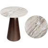 JONATHAN Y END5003A Kaito 18″ Rustic Minimalist Round Marble/Wood Accent Table, Side Table, End Table for Living Room, Bedroom, White Marble/Walnut Wood(White Marble/Walnut Wood)