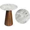 JONATHAN Y END5003A Kaito 18″ Rustic Minimalist Round Marble/Wood Accent Table, Side Table, End Table for Living Room, Bedroom, White Marble/Walnut Wood(White Marble/Honey Wood)