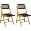 JONATHAN Y FLD1001A-SET2 Olivier Coastal Modern Wood Roped Folding Chair with Adjustable Back Transitional, Bohemian, Classic, Scandinavian, Minimalist, Contemporary, Black/Natural (Set of 2)