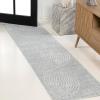 JONATHAN Y Hallie High-Low Curve Ivory/Cream Indoor/Outdoor Area Rug, 8×10, Minimalist, Pet Friendly, Non-Shedding, Stain Resistant, Hose-Washable for Backyard, Patio, Porch (SCN100B-8)(Light Blue/Cream)