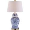 JONATHAN Y JYL3008A Ellis 29.5″ Ceramic LED Table Lamp Traditional Bedside Desk Nightstand Lamp for Bedroom Living Room Office College Bookcase LED Bulb Included, Blue/White