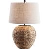 JONATHAN Y JYL6501A Alaro 24.5″ Banana Leaf Basket LED Table Lamp Coastal Cottage Industrial Bedside Desk Nightstand for Bedroom Living Room Office College Bookcase LED Bulb Included, Natural(Natural)