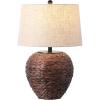 JONATHAN Y JYL6501A Alaro 24.5″ Banana Leaf Basket LED Table Lamp Coastal Cottage Industrial Bedside Desk Nightstand for Bedroom Living Room Office College Bookcase LED Bulb Included, Natural(Dark Brown)